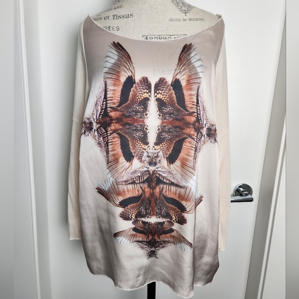 Owl Graphic Art Print Satin Top